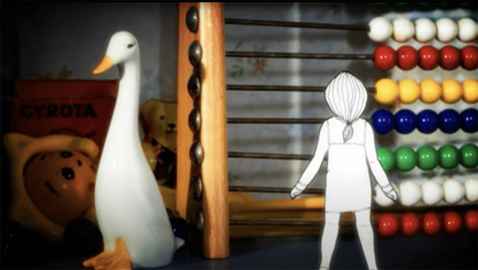 Paper girl exploring.